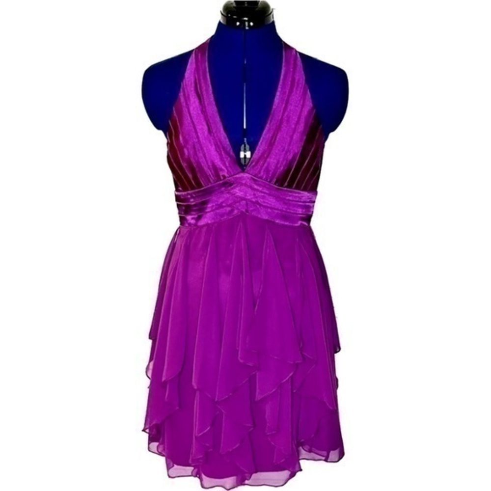 Arden B - Dress- Medium - Plum - Chiffon Ruffles